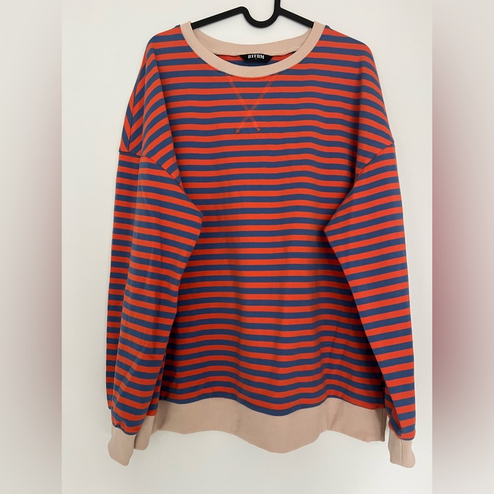 Striped Orange and Blue Women's Sweatshirt